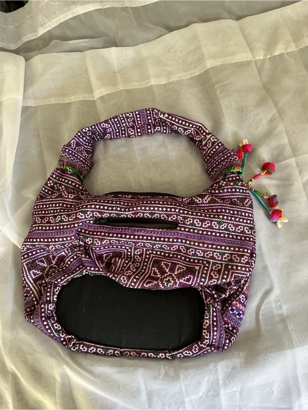 Purple Patterned Boho Shoulder Bag - Picture 2 of 5